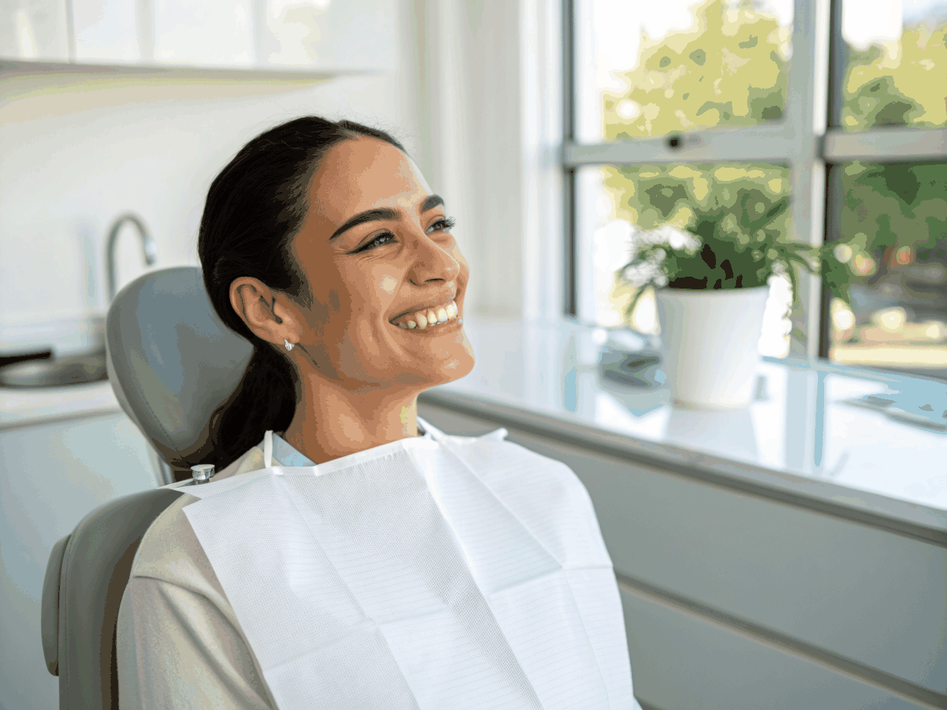Happy senior patient smiling